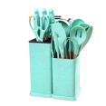 thumbnail image 3 of Beech Handle Silicone Kitchen Knife Set 19 Pieces Set Cutting Board Knife Storage Barrel Kitchen Cooking, 3 of 4
