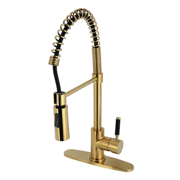Gourmetier LS8773DKL Kaiser Single-Handle Deck-Mount Pre-Rinse Kitchen Faucet, Brushed Brass