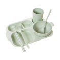 thumbnail image 1 of fastboy 6PCS/Set Children Divided Dinner Plate Bowl Water Cup Kids Tableware Compartments Dinnerware Restaurant Fork Chopsticks Green, 1 of 9