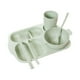 thumbnail image 1 of Billuyoard 6 unids/set niños de cena dividido tazón taza de agua escuela niños vajilla compartimentos vajilla cubiertos tenedor Mostrada Verde, 1 of 6