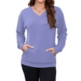 thumbnail image 2 of OutfitShow Womens Long Sleeve Sweatshirt Casual Fall V Neck Pullover Tops with Pockets,Sizes S-3XL, 2 of 8