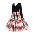 thumbnail image 4 of Vestido de fiesta de Navidad de manga larga con cuello en V para mujer Vestido vintage para mujer Pompotops hdfakjf7169, 4 of 8