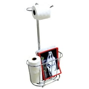 DecoBros Toilet Tissue Paper Roll Holder Stand Plus, Chrome