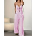 thumbnail image 5 of Women'S 2 Piece Outfit Lace-Up Sleeveless Backless Tank Top and Wide Leg Drawstring Pants Set Club Outfit Pink XXL, 5 of 7