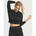 thumbnail image 2 of 3 Pack: Women's Dry-Fit Long Sleeve Cropped Hoodie - Athletic Hooded Crop Sweatshirt (Available in Plus Size), 2 of 6