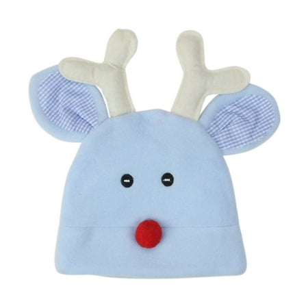 The North Face Boys Fleece - Baby Boy Blue Fleece Reindeer Face Christmas Hat; 3 - 6 months