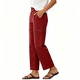 thumbnail image 5 of Hilenly Cargo Hiking Pants Women High Waisted Travel Work Pants Ankle Length Straight Leg Chino Pants with Pockets, 5 of 9