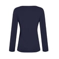 thumbnail image 4 of Womens Long Sleeve Shirts Fall Fashion Crop Tops Basic Layer Slim Fit Y2K Clothes 08-Navy XL, 4 of 5