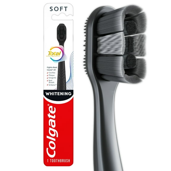 Colgate Total Active Prevention Soft Whitening Toothbrush, Black, 1 Pack