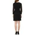 thumbnail image 3 of INSPIRE CHIC Women's Wear to Work Elegant V Neck Sheer Contrast Button Decor A-Line Dress XS Black, 3 of 7