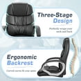 thumbnail image 4 of Lacoo Leather High Back Office Chair Ergonomic Executive Office Chair Swivel Computer Desk Chair Lumbar Support Soft Cushioned Padded Arms, Black, 4 of 7