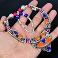 thumbnail image 4 of Red Coral Lapis Lazuli 925 Sterling Silver Tibetan Nepali Necklace 18" VJ 6804, 4 of 5