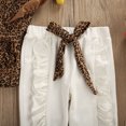 thumbnail image 4 of Seyurigaoka 3 Pcs Kid's Casual Suit, Falbala Leopard Pullover, Folded Trousers, Headband, 4 of 7