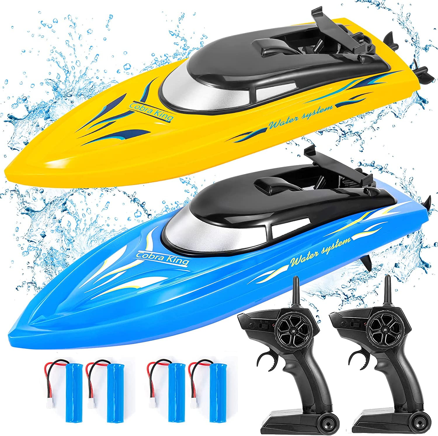 Veecome 2 Pack RC Boat for Pool and Lake, 2.4G 10Km/H High Speed Remote ...