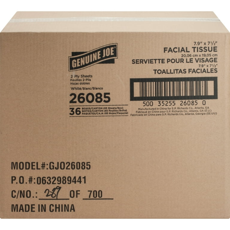 Genuine Joe Cube Box Facial Tissue - 2 Ply - Interfolded - White - Soft, Comfortable, Smooth - For Face, Skin, Home, Office, Business - 85 Per Box - 36 / Carton Genuine Joe Cube Box Facial Tissue - 2 Ply - Interfolded - White - Soft, Comfortable, Smooth - For Face, Skin, Home, Office, Business - 85 Per Box - 36 / Carton