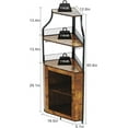 thumbnail image 3 of Armoire de Bar d'Angle avec Bande DEL et Porte-Verre, Armoire à Vin Industrielle avec Tablette Ajustable, Armoire à Liqueurs à 5 Niveaux pour la Maison, Brun Rustique, 3 of 6