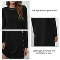 thumbnail image 4 of Vestido midi de manga larga con cuello redondo para mujer vestido recto informal suelto de Color puro vestido recto de una pieza para la escuela oficina trabajo compras ANGGREK  Otros, 4 of 6