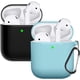 thumbnail image 1 of Funda protectora para auriculares de 2 piezas para airpods de 1/2 generación - negro + verde menta, 1 of 7