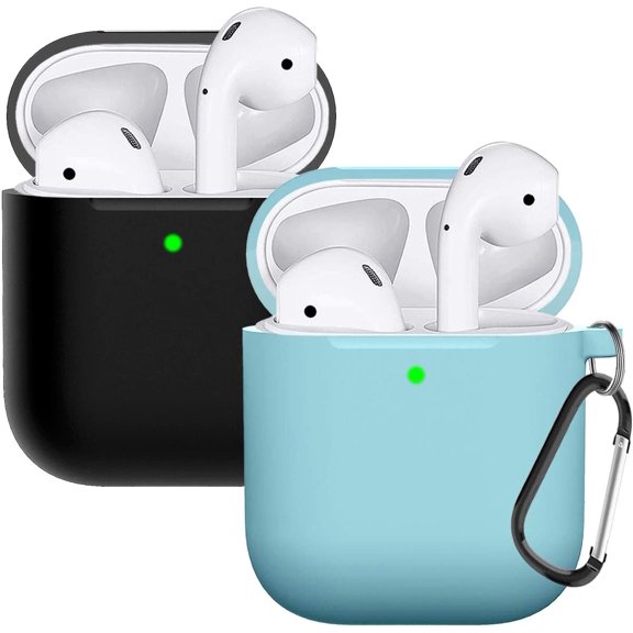 Compatible with AirPods Case Cover Silicone Protective Skin for Airpods Case 2&1 (2 Pack) Black/Blue
