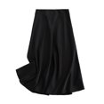 thumbnail image 1 of Tangada, falda midi de satén de calidad sólida para mujer, falda vintage con cremallera lateral, faldas elegantes de oficina para mujer, faldas acampanadas 6D18 Tan Jianjun unisex, 1 of 2