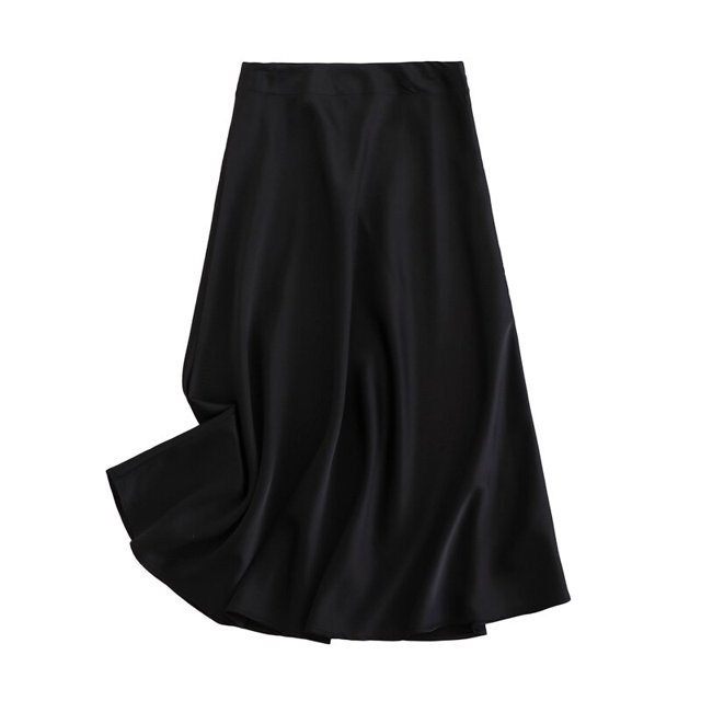 Tangada, falda midi de satén de calidad sólida para mujer, falda vintage con cremallera lateral, faldas elegantes de oficina para mujer, faldas acampanadas 6D18 Tan Jianjun unisex