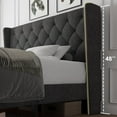 thumbnail image 6 of iPormis Queen Size Bed Frame with Diamond Button Tufted Wingback Headboard, Upholstered Platform Bed Frame with Strong Wood Slat Support, Dark Grey, 6 of 9