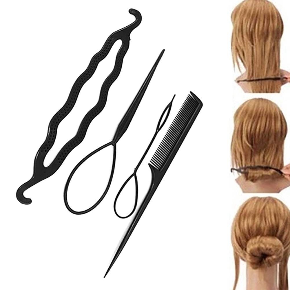 Women\'s 4Pcs Hair Twist Styling Clip Stick Bun Maker Braid Tool Hair  Accessories 