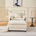 thumbnail image 3 of 39.4" Modern Sofa with Ottoman,Living Room Club Accent Chair Upholstered Armchair,Reading Chair for Bedroom,Luxury Chenille Single Sofa,Beige, 3 of 8
