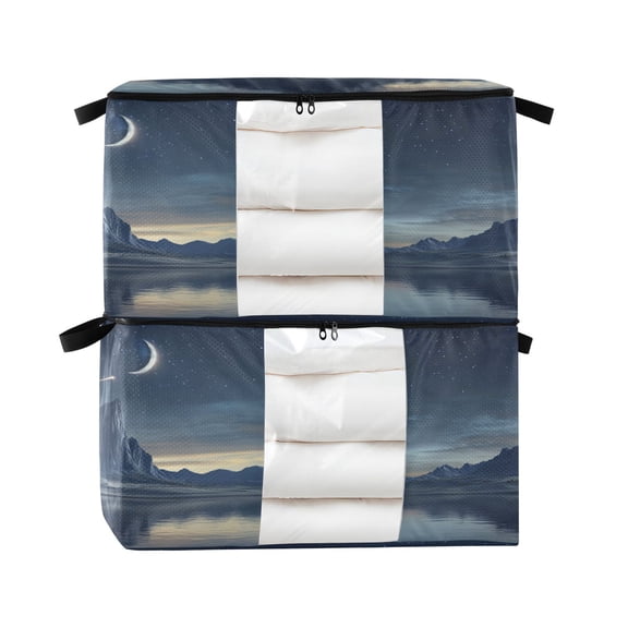 Foldable Clothes Storage Bags Clothes Organizer Bin with Clear Windows for Clothes Bedding Strong Mountain Peak