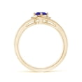 thumbnail image 2 of Angara Natural 0.45 Ct. Tanzanite with Diamond Side Stones Ring in 14K Yellow Gold for Women (Ring Size: 11.5), 2 of 9