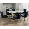 thumbnail image 2 of KCC Velvet Tufted Dining Chairs Set of 2, Back Pull Ring & Nailhead Trim,Stainless Steel Leg Upholstered Side Chairs for Kitchen & Dining Room, Black, 2 of 9