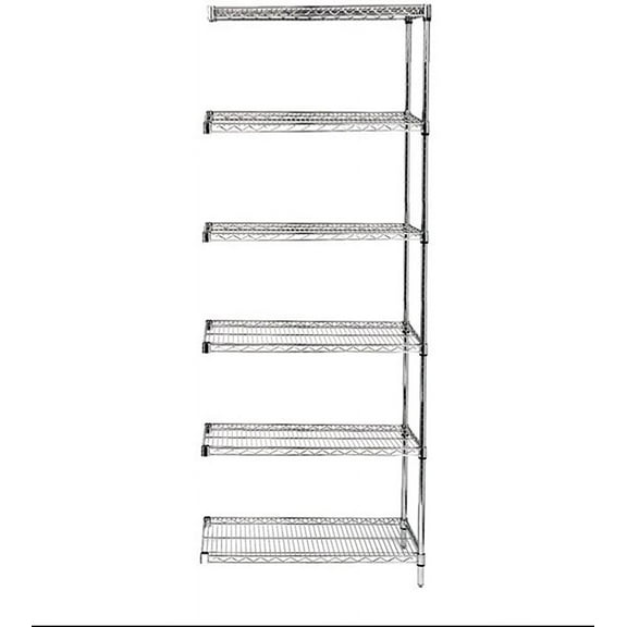 12" Deep x 60" Wide x 74" High 6 Tier Chrome Add-On Shelving Unit