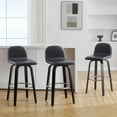 thumbnail image 2 of Swivel Bar Stools Set of 2, 29" Counter Height Upholstered PU Leather Barstools with Low Back Walnut Bentwood Legs, Mid Century Modern Bar Chair Kitchen Island Stool, 2 of 11