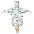 thumbnail image 2 of Dailycode Wearable Blanket Hoodie Oversized Sherpa Flannel Blankets with Pocket for 3-14 Year Old Lantern Cloud Star Moon Tower, 2 of 7