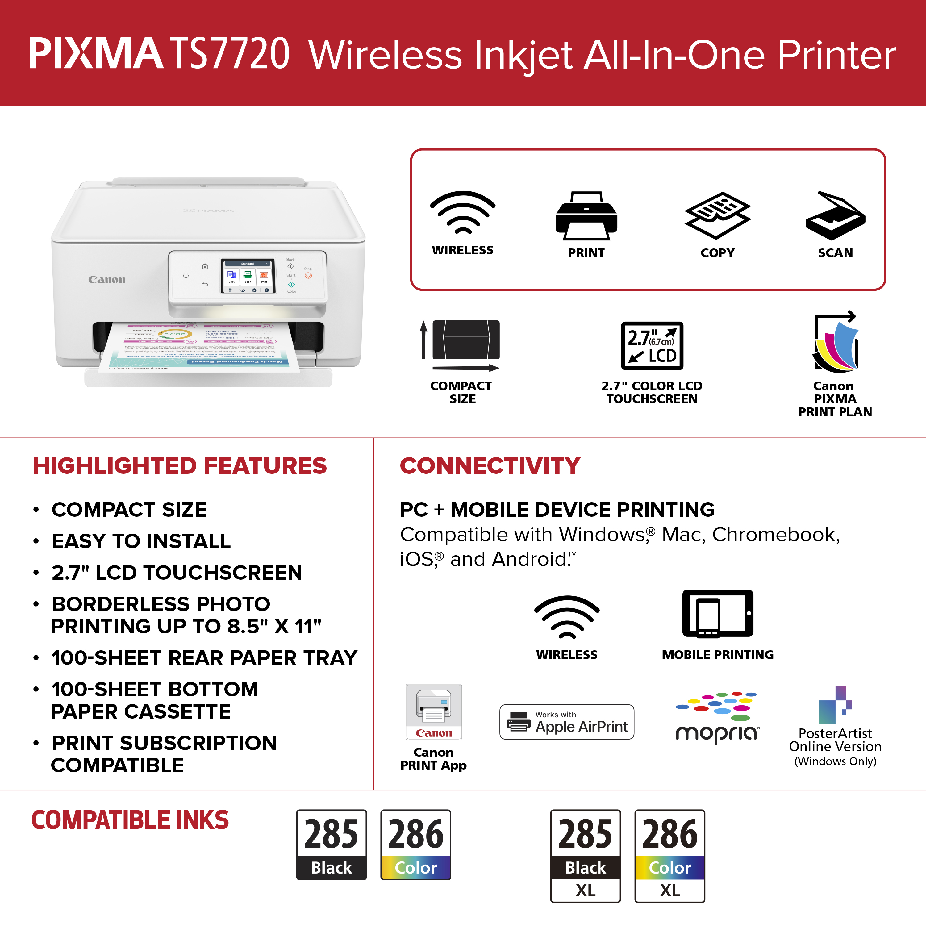 Canon PIXMA TS7720 Wireless All-in-One Inkjet Printer photo 8