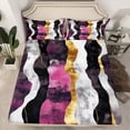 thumbnail image 2 of jejeloiu Modern Graffiti Geometric Queen Sheet Sets,Vintage Waves Lines Bed Set For Adults 4-Piece, 2 of 7