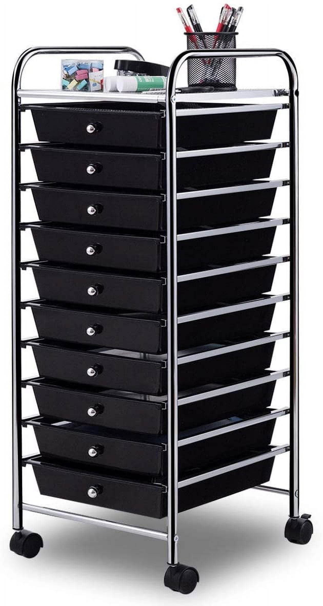 Costway 15 Drawer Rolling Storage Cart Tools Scrapbook Paper Office School Organizer Multicolored