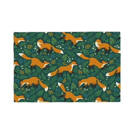 

Placemats Set of 4 Green Plants with Fox Place mats for Dining Table Indoor/Outdoor Cute Heat Resistant Washable Table Mats(18 x 12 )