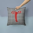thumbnail image 2 of Letter T Initial Monogram - Houndstooth Black Fabric Decorative Pillow, 2 of 4