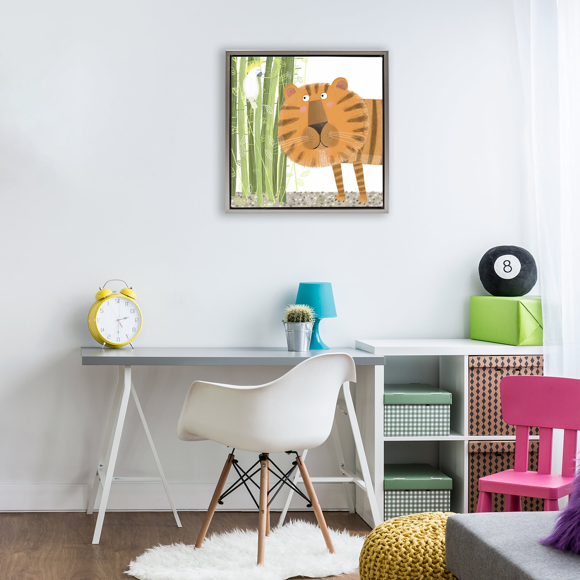 Stupell Industries Bamboo Trees & Tiger Gray Framed Floater Canvas Wall Art, design by Carla Daly