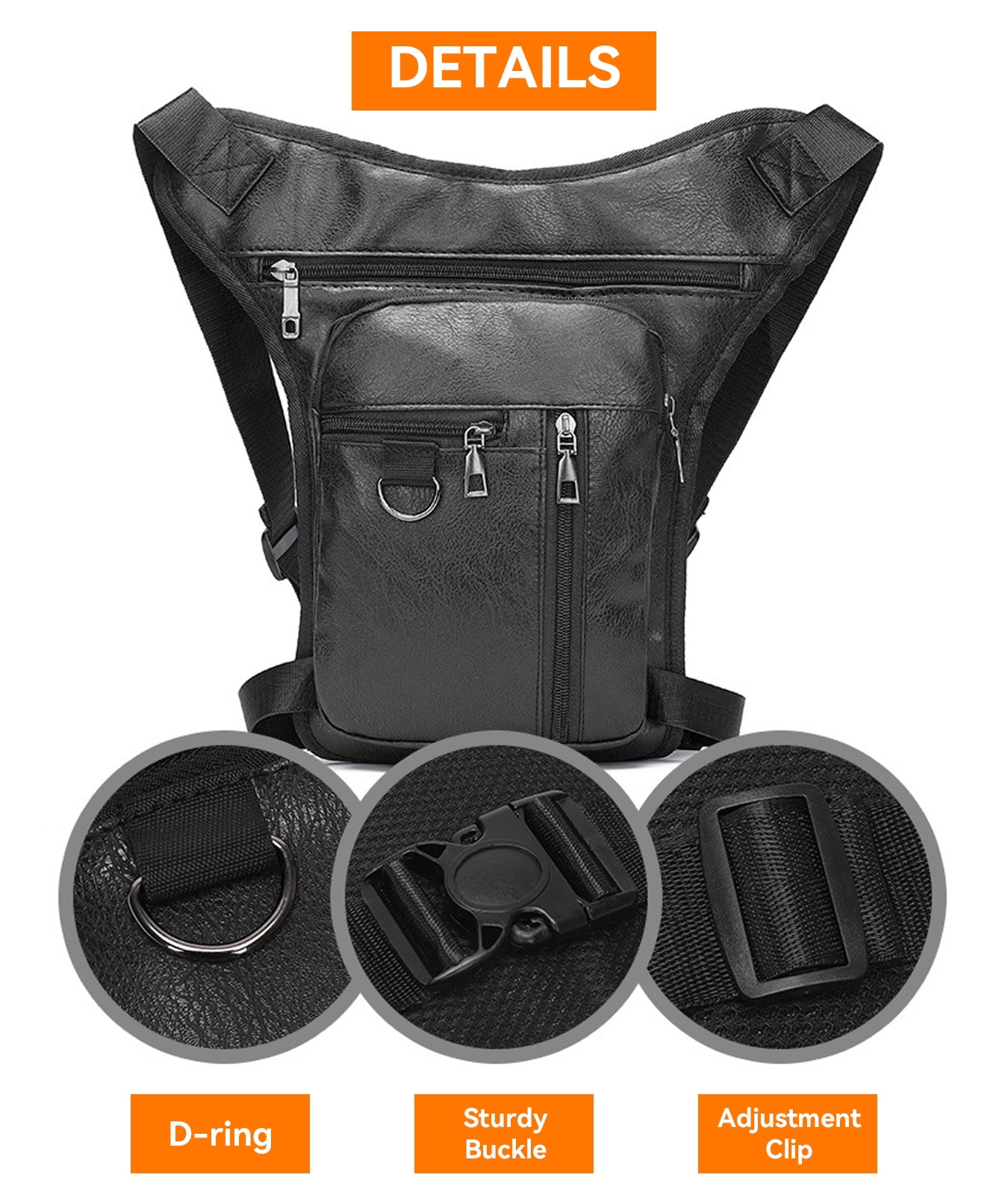 Egoelife Leather Thigh Bag for Men Motorcycle Drop Leg Bag Tactical Belt Bumbag for Multi Purpose Men’s Waist Fanny Pack for Outdoor Cycling Motorcycle Riding Hiking Camping