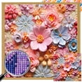 thumbnail image 1 of (ZQA1485-AB) Algunos diamantes AB diamantes completos flores en relieve series abstractas pintura diamantes resina diamante cuadrado 40 * 40 CM tamaño lienzo 45 * 45 cm, 1 of 9