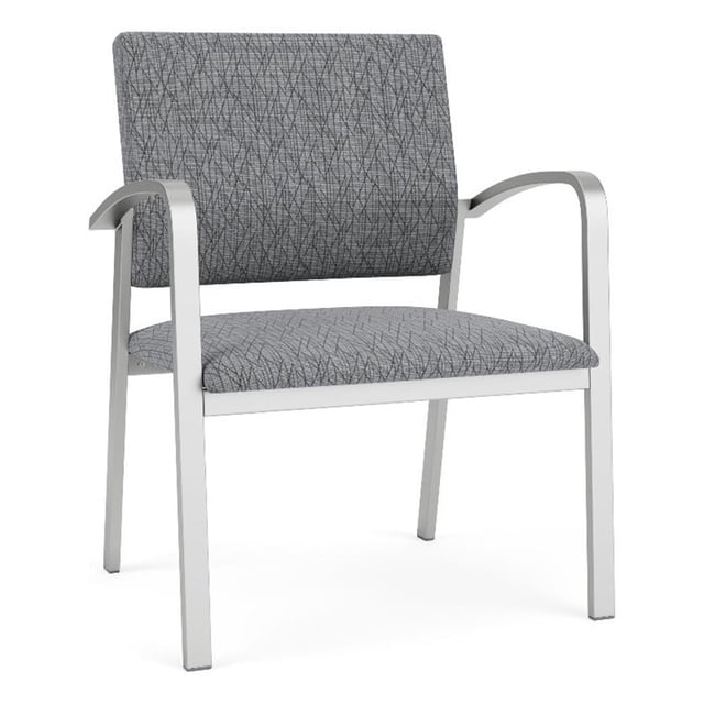 Pemberly Row Reception Waiting Room Silver Steel Oversize Guest Chair in Gray
