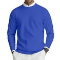 thumbnail image 2 of CCRFTGI Sweater for Men 2025 Fashion Casual Ribbed Solid Color Sweater Lightweight Long Sleeve Crewneck Sweater Pullover Cable Knitted Jumper Tops Blue M, 2 of 7