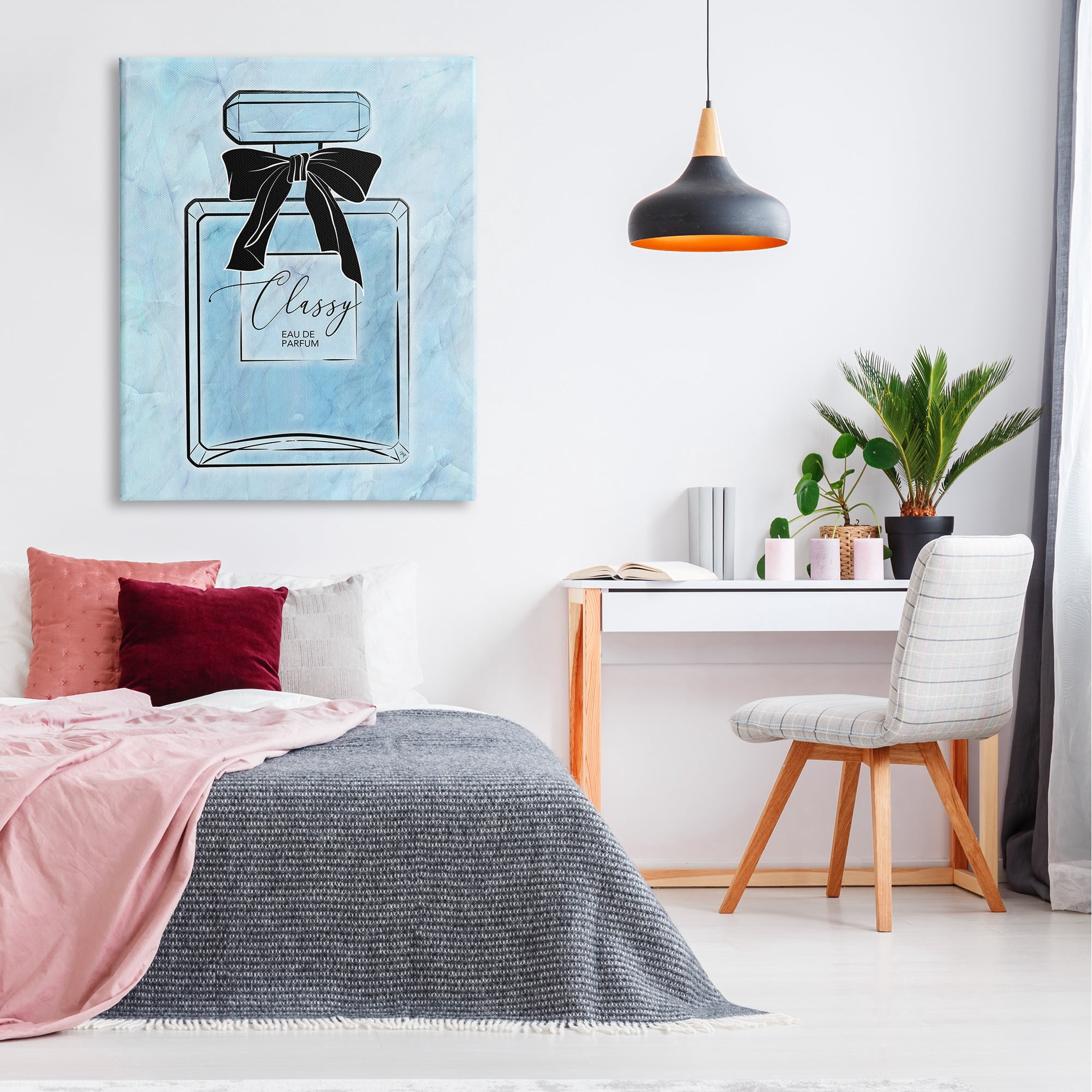 Stupell Industries Classy Blue Perfume Beauty & Fashion Painting Gallery Wrapped Canvas Art Print Wall Art, 36 x 48