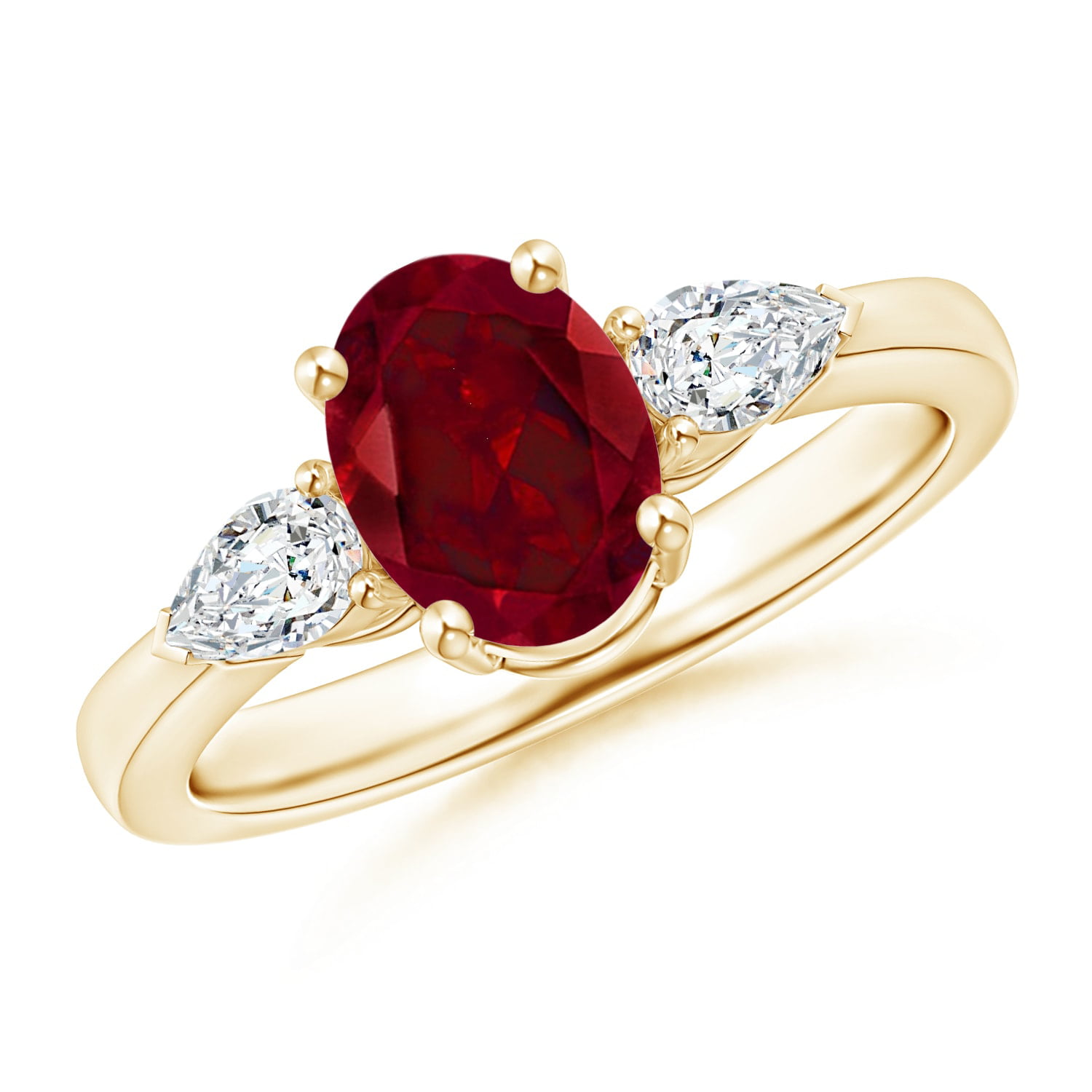 Angara - Valentine Jewelry Gift - Oval Garnet Three Stone Ring with ...