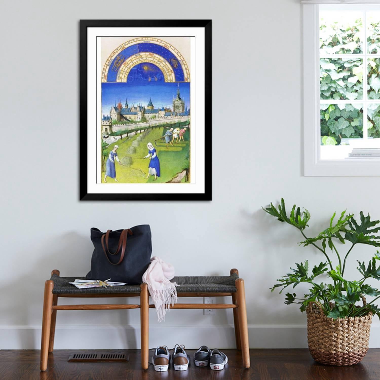 Art.com Le Tres Riches Heures Du Duc De Berry - June Art Print by Paul Herman & Jean Limbourg, Black Frame Wall Art, 32" x 44"