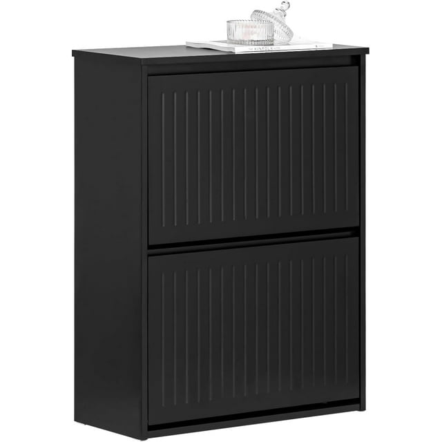 SoBuy 2 Flip-Drawers Shoe Cabinet Shoe Rack Shoe Storage Cupboard Organizer Unit FSR165-K-SCH