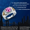 thumbnail image 2 of Gem Stone King 3.01 Ct Pink Created Sapphire Lab Grown Diamond 925 Silver and 10K Yellow Gold Men's Ring | Size 7, 2 of 6