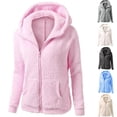 thumbnail image 4 of Girl's Sherpa Fleece Hoodie Casual Full Zip Solid Color Jacket Fall Winter Fuzzy Soft Slim Fit Outwear Coats with Pockets, 4 of 4